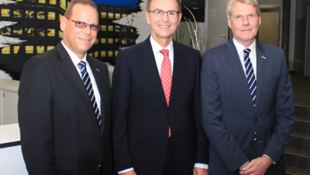 The Eurobaustoff management trio (from right): Ulrich Wolf, chairman of the board, Hartmut Möller and Jörg Hoffmann. 