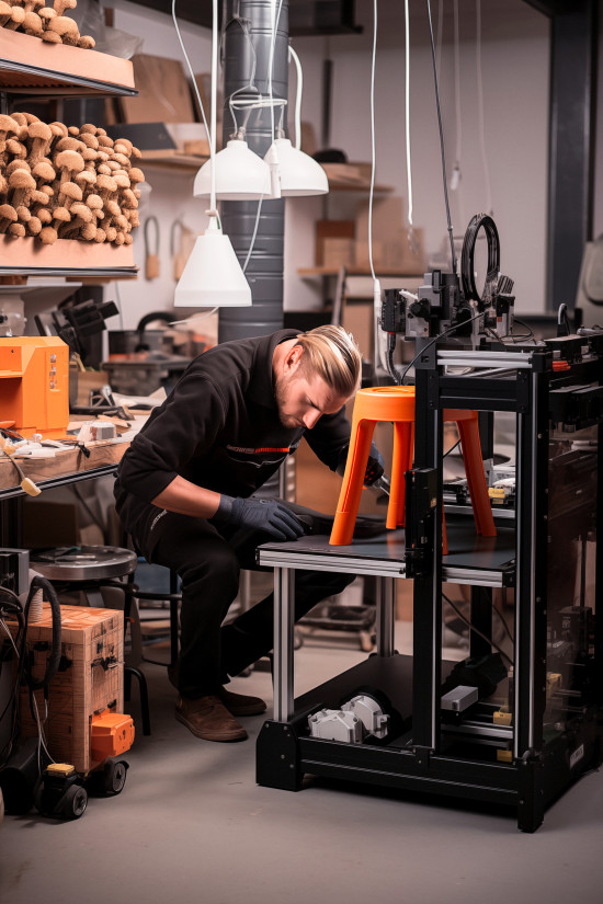 Jamie is making 3-D-printed furniture out of mushrooms.