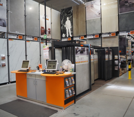 The tile department also offers large format.