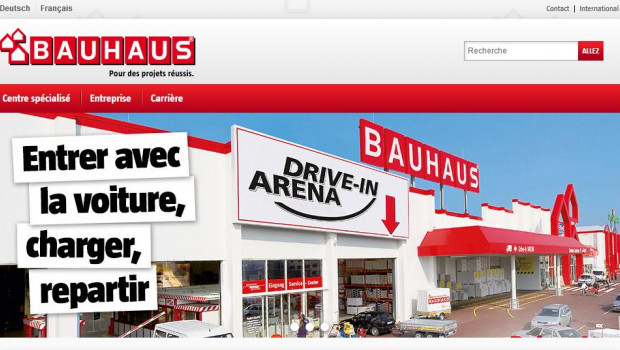 The Bauhaus website in Luxembourg is available in German and French, but not in the third national language, Luxembourgian (“Lëtzebuergesch”).