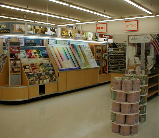 A strong paint department - but no employee was in evidence to help with paint selection and mixing.
A strong paint department - but no employee was in evidence to help with paint selection and mixing.