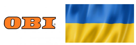 In Obi's press release, the company's logo is shown right next to the Ukrainian flag.