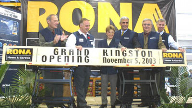 Opening in Kingston (from left): City concillor D. Meers, store manager  A. Melanson, mayor I. Turner, CEO R. Dutton, chairman A. Gagnon and Executive Vice President P. Dandoy.
