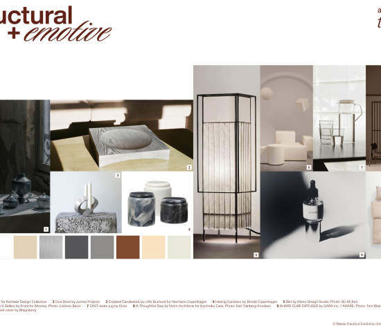 Structural + Emotive aims to create spaces that can be experienced with all the senses – through clear forms, the interplay of materials and the use of scents.