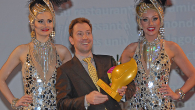 Erwin Meier accepts the prize during a gala evening in Paris.
