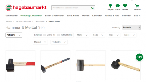 Hagebau.de is one of the online shops run by Baumarkt direkt.