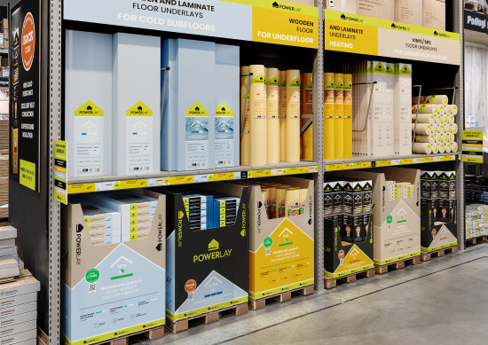 Powerlay's shelving concept guides the customer precisely to the product that matches their requirements.