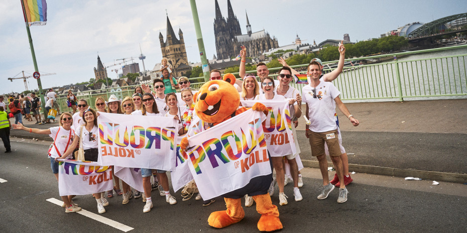 Very orange and very colourful: Obi took part in the 2023 Pride Parade. The beaver was there too, of course.