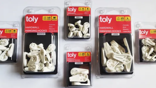 toly hook plister packs in 2 sizes