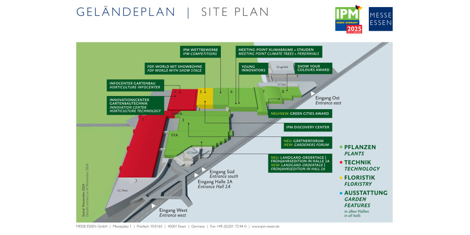 The hall layout at IPM Essen this year is as follows.